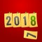 Happy New Year 2018. Creative greeting card template. Yellow not