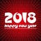 Happy new year 2018 on red stripped binary code background eps10