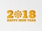 Happy New Year 2018 wallpaper banner background flower with paper cut out effect in yellow color.