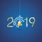 Happy New Year 2019 Christmas bell star blue vector