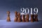 Happy new year 2019 concept chess pieces