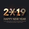 Happy New Year 2019 gold text design