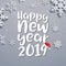 Happy New Year 2019 lettering vector background. Greeting card design christmas template decoration