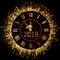 Happy New Year 2019 - New Year Shining luxury premium background with gold clock and glitter decoration. Time twelve o\\\'clock.