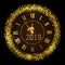 Happy New Year 2019 - New Year Shining luxury premium background with gold clock and glitter decoration. Time twelve o\\\'clock.