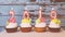 Happy new year 2019, number candles on cupcakes with vintage background