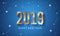 Happy new year 2019 vector background with shining star and golden number in blue background