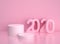 Happy new year 2020. Abstract pink background with podium