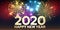 Happy new year 2020 background with bright fireworks