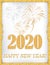 Happy New Year 2020 - classic greeting card with silver and golden background