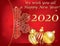 Happy New Year 2020 - corporate greeting card with red and golden background