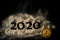 Happy New Year 2020 . Creative Collage of numbers two and zero made up the year 2020. Beautiful sparkling Golden number 2020 and
