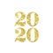 Happy New Year 2020 numbers of golden confetti on vector white background, Christmas greeting card