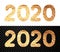 Happy New Year 2020 sign with golden shiny letters