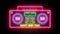 Happy New Year 2020. Stereo retro neon radio, animated on a black background.