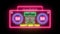 Happy New Year 2020. Stereo retro neon radio, animated on a black background.