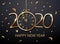 Happy New Year 2020 vector - New Year Shining background with christmas ball gold twelve o clock and glitter confetti, gold