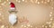 Happy New year 2021 background. Creative Santa with beard and glasses decorated with sparkles and bokeh lights. Flat lay