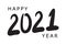 Happy new year 2021 black color text lettering
