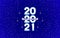 Happy New Year 2021 with dark blue backgrounds, 2021 font number silve with ribbon, happy new year silver ribbon, for greeting car