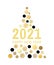 Happy New Year 2021 gold glittering greeting card.