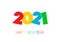 Happy New Year 2021 Greeting in white background. Colorful big font design