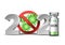 Happy New Year 2021 number with coronavirus COVID-19 epidemic stop sign.