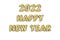 Happy New Year 2022 balloon text effect. Golden shiny foil estive balloon text on white background.