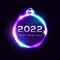 Happy New Year 2022 neon light sign on dark blue