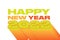 Happy New Year 2022 outlined text with shaded warm colors isolated on a white background