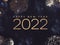 Happy New Year 2022 Text with Gold Fireworks in Night Sky