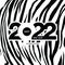 Happy new year 2022 year tiger numbers 2022 on tiger pattern background.