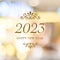 Happy New Year 2023 on blur abstract bokeh background, new year greeting card, banner