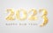 Happy New Year 2023. Gold numbers design of greeting card. Vector illustration