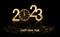 Happy New Year 2023 with Luxury Clock New Year Shining background with gold clock