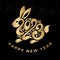 Happy New year 2023. The year of the rabbit of lunar Eastern calendar. Creative rabbit, bunny logo and number 2023 on a black