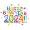 HAPPY NEW YEAR 2024! colorful typography banner