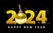 Happy New Year 2024 concept on black banner social post