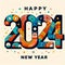 Happy new year 2024 creative design With colorful truncated number illustrations 2024 New Year backgrounds