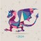 Happy new year 2024 creative greeting card with Dragon made of triangles