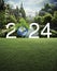 Happy new year 2024 ecological cover, Save the earth concept, Elements of this image furnished by NASA, Generative AI