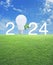 Happy new year 2024 ecology saving power and energy concept