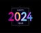 Happy new year 2024 future metaverse neon text neon with metal effect, numbers and futurism lines. Vector greeting card