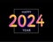 Happy new year 2024 future metaverse neon text neon with metal effect, numbers and futurism lines. Vector greeting card