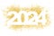 Happy New Year 2024. Gold dust in numbers. Bright sparkles.