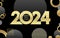 Happy new year 2024, golden mosaic logo
