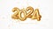 Happy New Year 2024 golden number balloons gift. Calendar header, greetings, Happy New Year 2024 greeting cards. 3d