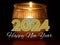 Happy New Year 2024 Golden Shiny Glitter Typography And Calligraphy Letters Text.