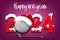 Happy New Year 2024 and golf ball