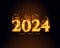 happy new year 2024 holiday background with golden particle effect